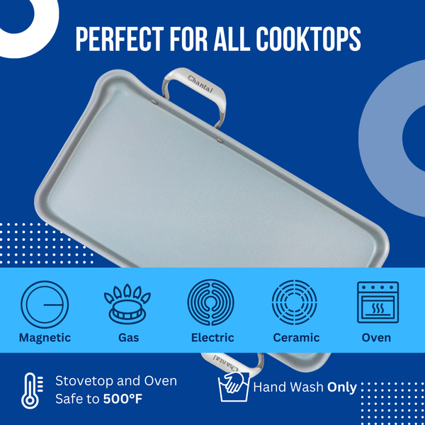 Chantal Induction 21 Steel Heavy-Gauge Tri-ply Griddle With Nonstick Coating (19 In. X 9.5 In.)