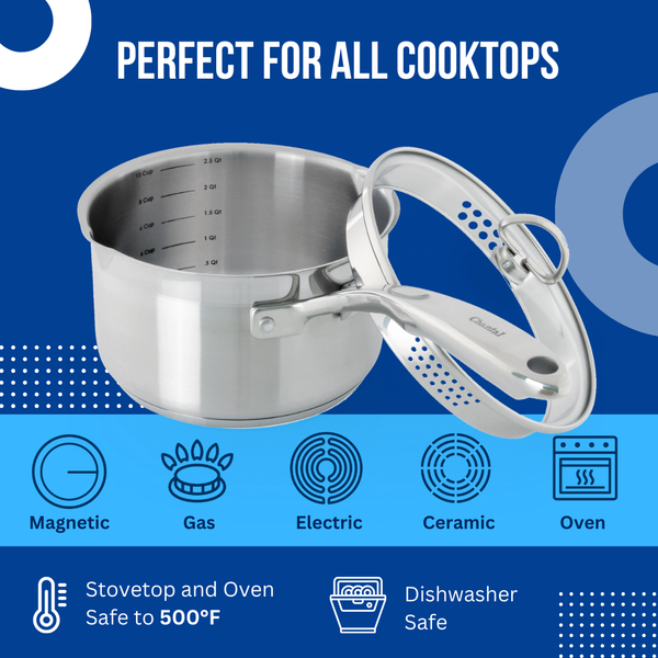 Chantal Induction 21 Steel Saucepan With Pour Spout And Strainer (2.5 Qt.)