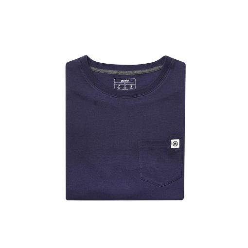Chapeau Mens Roundel Pocket Organic Cotton T-Shirt Deep Ocean