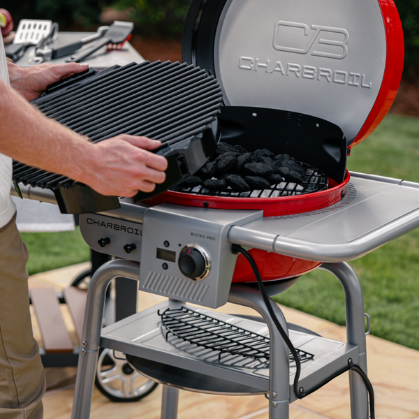 Char Broil Bistro Pro™ Electric Grill & Griddle + Charcoal Mode Red