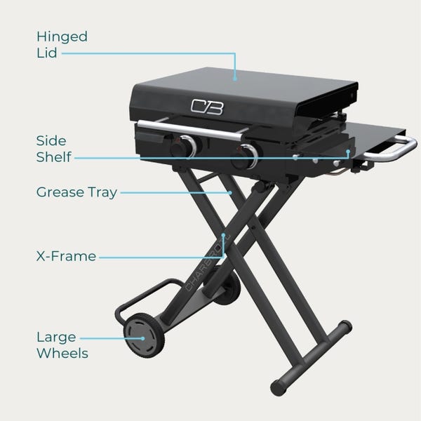 Char Broil Performance Series™ 22" Folding Cart 2 Burner Portable Propane Gas Griddle