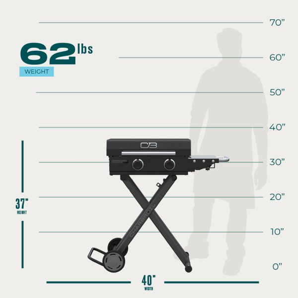 Char Broil Performance Series™ 22" Folding Cart 2 Burner Portable Propane Gas Griddle