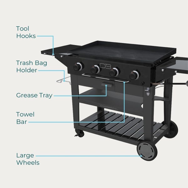 Char Broil Performance Series™ 36" Propane Gas Griddle With Cart 4 Burner Flat Top Grill