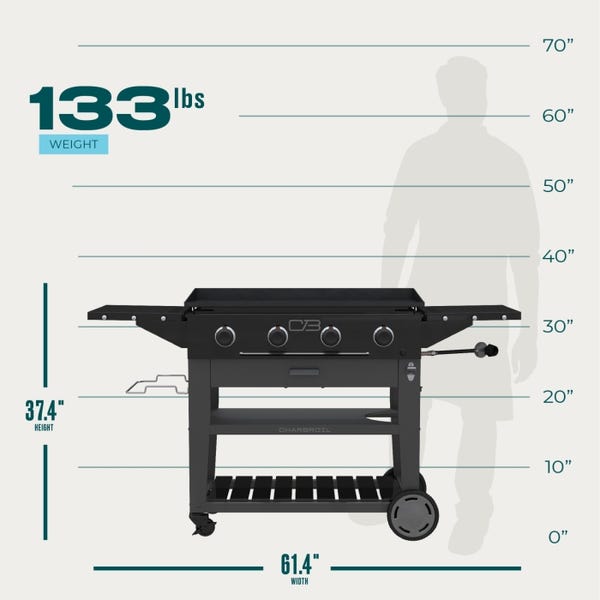 Char Broil Performance Series™ 36" Propane Gas Griddle With Cart 4 Burner Flat Top Grill