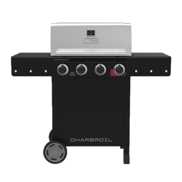 char broil Performance Series™ 4 Burner Cart Gas Grill with Sear Burner Black Stainless