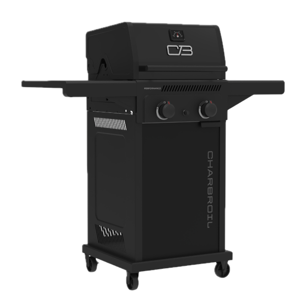 Char Broil Performance Series™ FlavorMax™ 2 Burner Gas Grill With Foldable Side Shelves Black