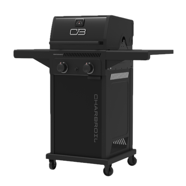Char Broil Performance Series™ FlavorMax™ 2 Burner Gas Grill With Foldable Side Shelves Black