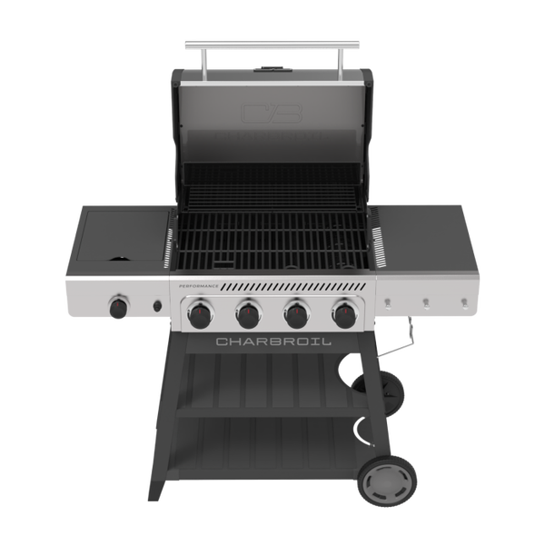 Char Broil Performance Series™ FlavorMax™ 4 Burner Cart Gas Grill With Side Burner Gray Stainless