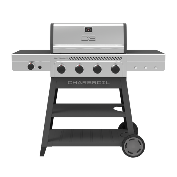 char broil Performance Series™ FlavorMax™ 4 Burner Cart Gas Grill with Side Burner Gray Stainless
