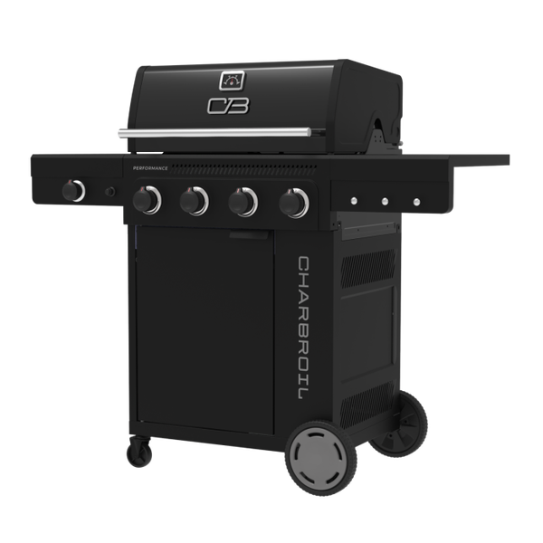 Char Broil Performance Series™ FlavorMax™ 4 Burner Gas Grill Cabinet With Side Burner Black Stainless