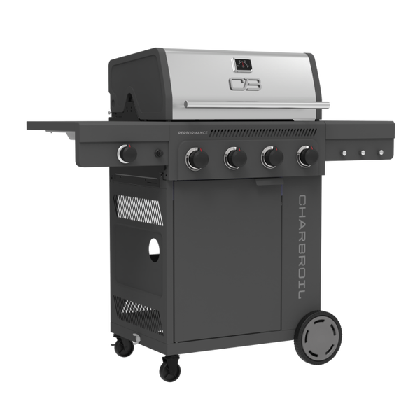 Char Broil Performance Series™ FlavorMax™ 4 Burner Gas Grill Cabinet With Side Burner Gray