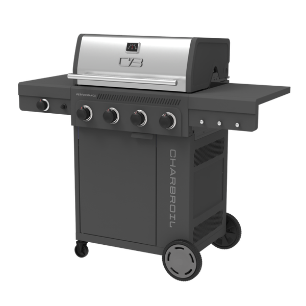 Char Broil Performance Series™ FlavorMax™ 4 Burner Gas Grill Cabinet With Side Burner Gray