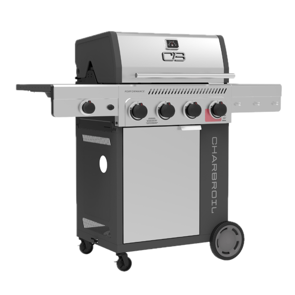 Char Broil Performance Series™ FlavorMax™ 4 Burner Gas Grill With Side Burner And Sear Burner Gray Stainless