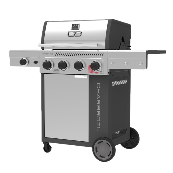 Char Broil Performance Series™ FlavorMax™ 4 Burner Gas Grill With Side Burner And Sear Burner Gray Stainless