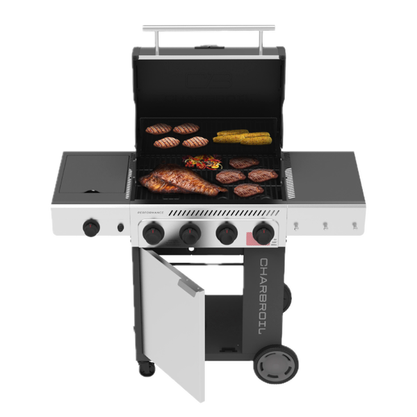 Char Broil Performance Series™ FlavorMax™ 4 Burner Gas Grill With Side Burner And Sear Burner Gray Stainless