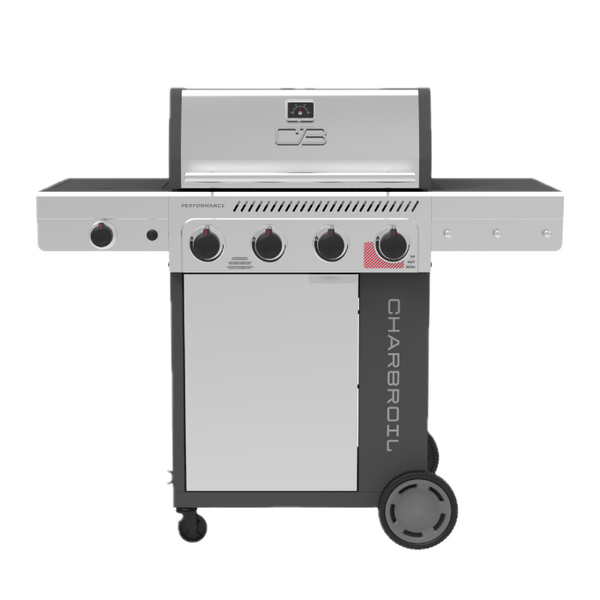 char broil Performance Series™ FlavorMax™ 4 Burner Gas Grill with Side Burner and Sear Burner Gray Stainless