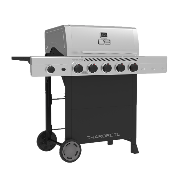 Char Broil Performance Series™ FlavorMax™ 5 Burner Cart Gas Grill With Side Burner Black Stainless