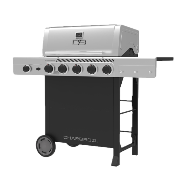 Char Broil Performance Series™ FlavorMax™ 5 Burner Cart Gas Grill With Side Burner Black Stainless