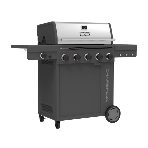Char Broil Performance Series™ FlavorMax™ 5 Burner Gas Grill Cabinet With Side Burner Gray
