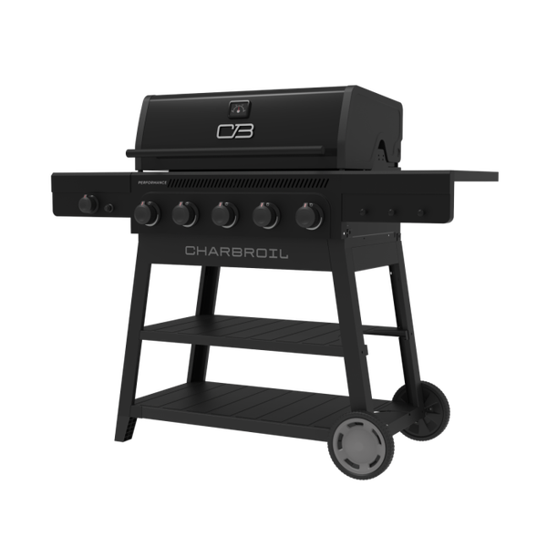 Char Broil Performance Series™ FlavorMax™ 5 Burner Gas Grill Cart With Side Burner Blackout