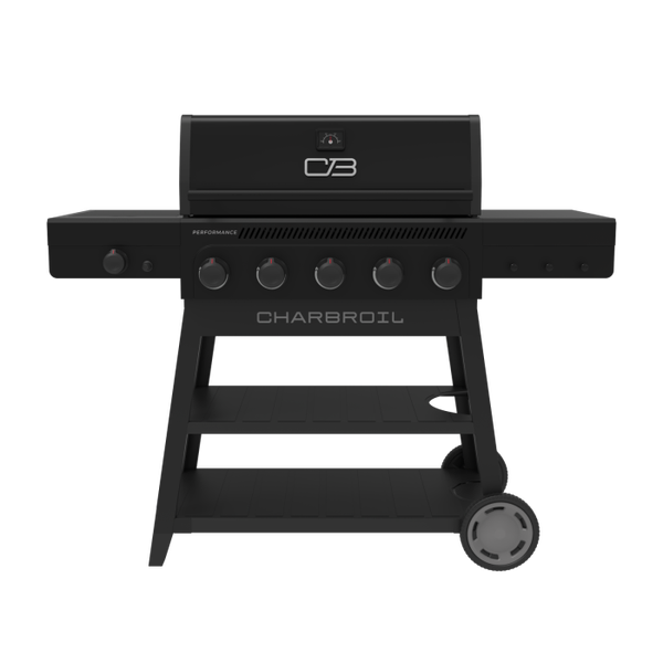 char broil Performance Series™ FlavorMax™ 5 Burner Gas Grill Cart with Side Burner Blackout