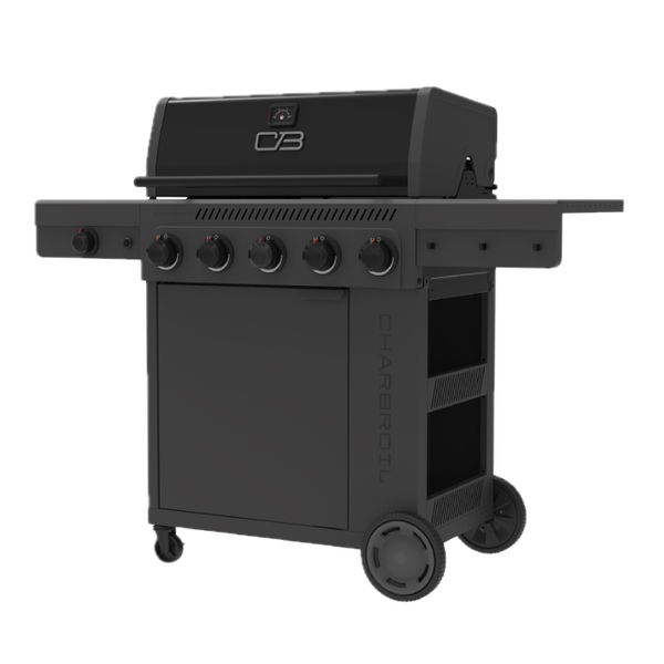 Char Broil Performance Series™ FlavorMax™ 5 Burner Gas Grill With Side Burner And 12" Griddle Black Gray