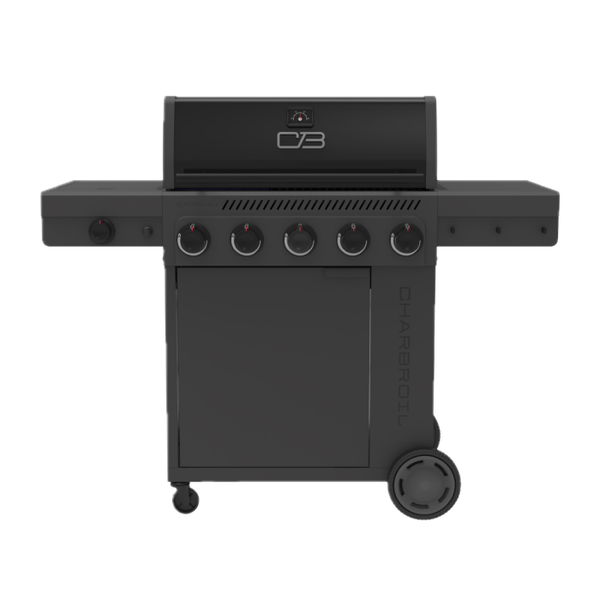 char broil Performance Series™ FlavorMax™ 5 Burner Gas Grill with Side Burner and 12" Griddle Black Gray