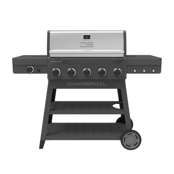 Char Broil Performance Series™ FlavorMax™ 5 Burner Gas Grill Cart With Side Burner Gray
