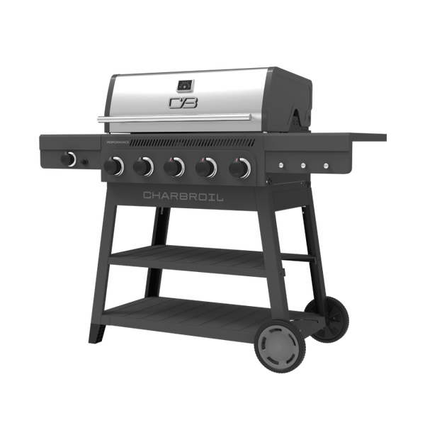 Char Broil Performance Series™ FlavorMax™ 5 Burner Gas Grill Cart With Side Burner Gray