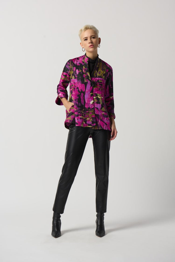 Charisma Abstract Print Trapeze Jacket Jacket Black/Multi