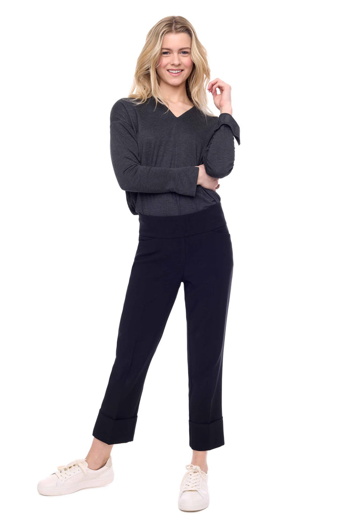 Charisma Cuffed Palermo Crop Pant Bottom Black