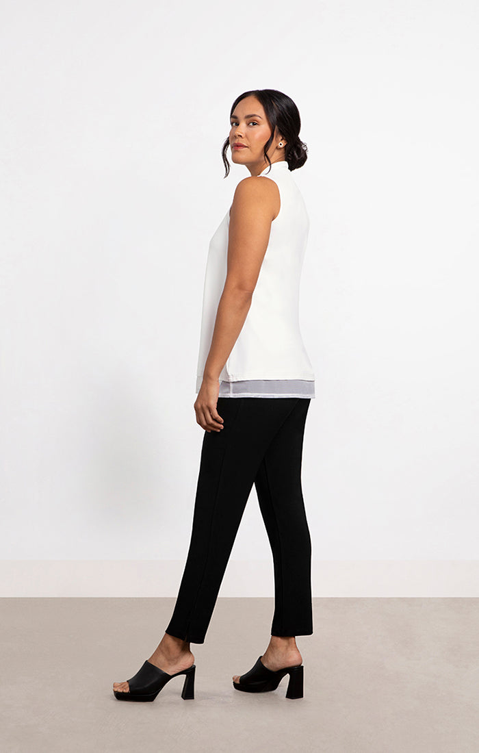 Charisma Deep V Trapeze Tank - Mesh Top White