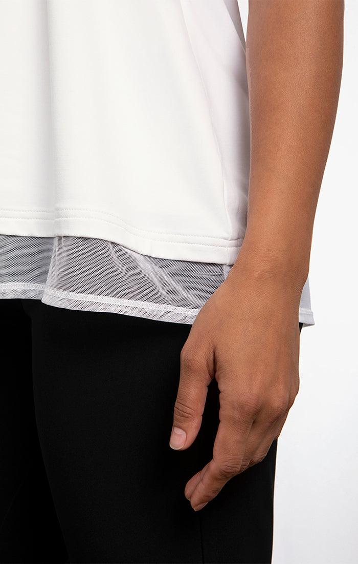 Charisma Deep V Trapeze Tank - Mesh Top White