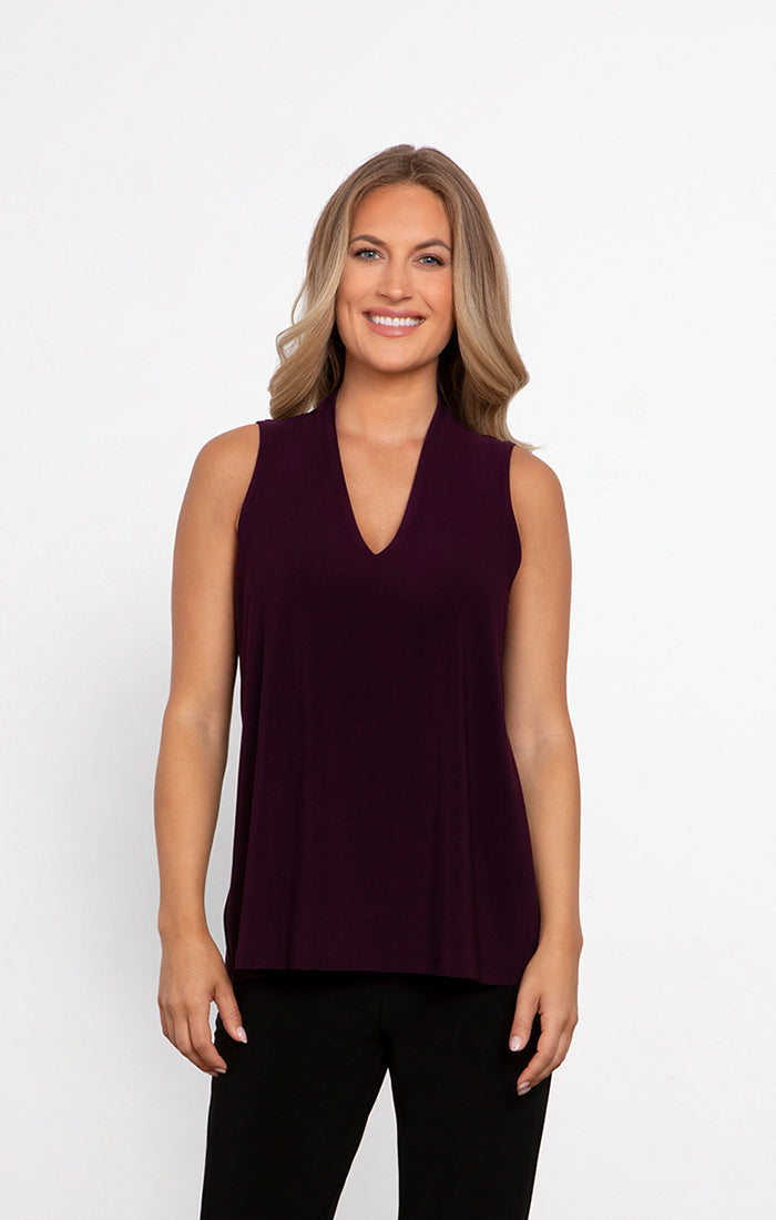 Charisma Deep V Trapeze Tank Top Black
