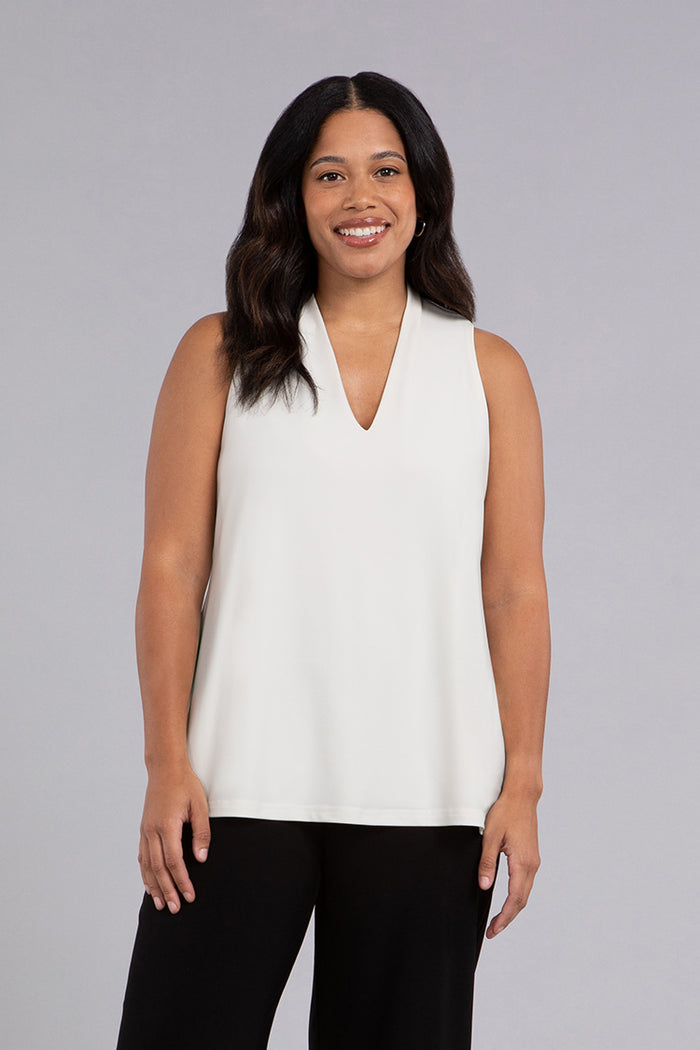 charisma Deep V Trapeze Tank Top Black