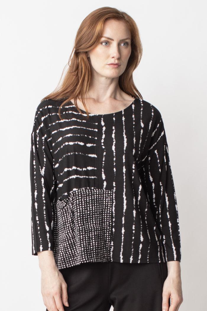 charisma Mix Pullover Top Black/White
