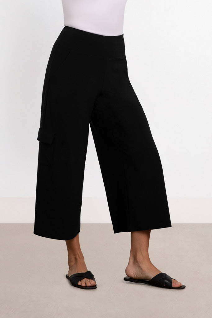charisma Safari Wide Leg Crop Bottom Black