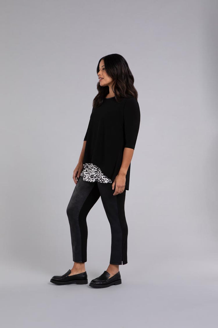 Charisma Satin Split Back Top Top Animal/Floral