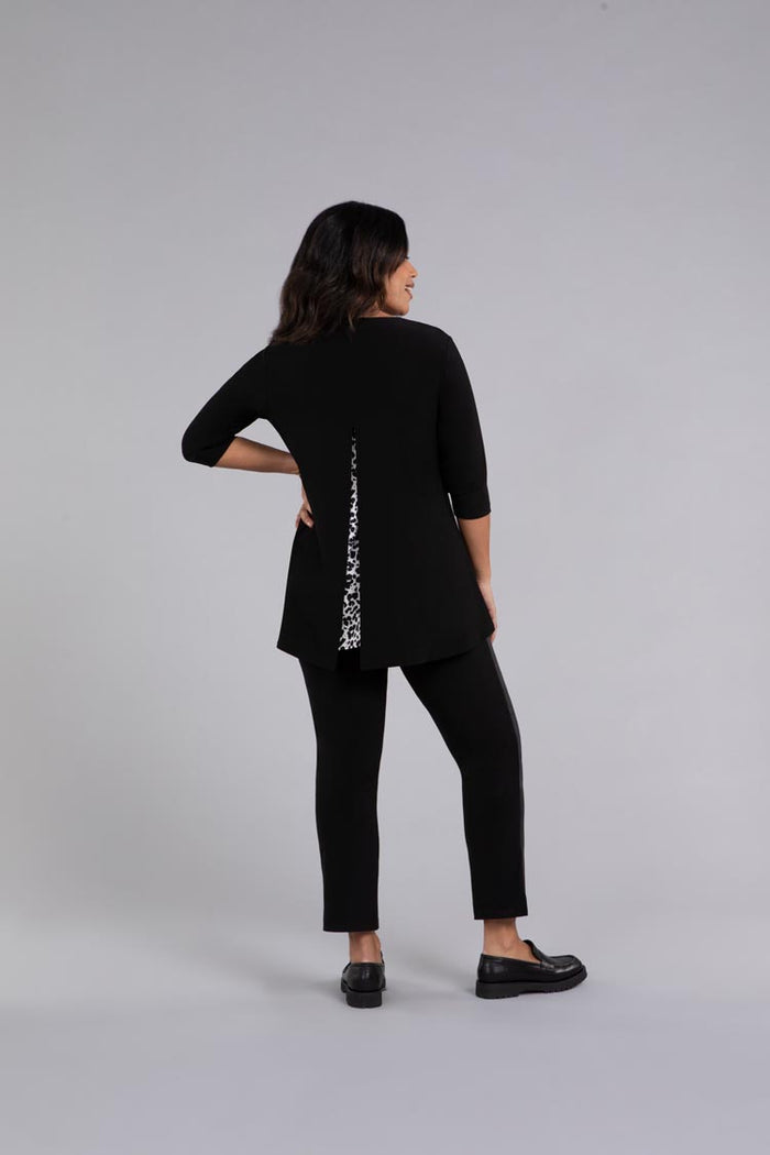 Charisma Satin Split Back Top Top Animal/Floral
