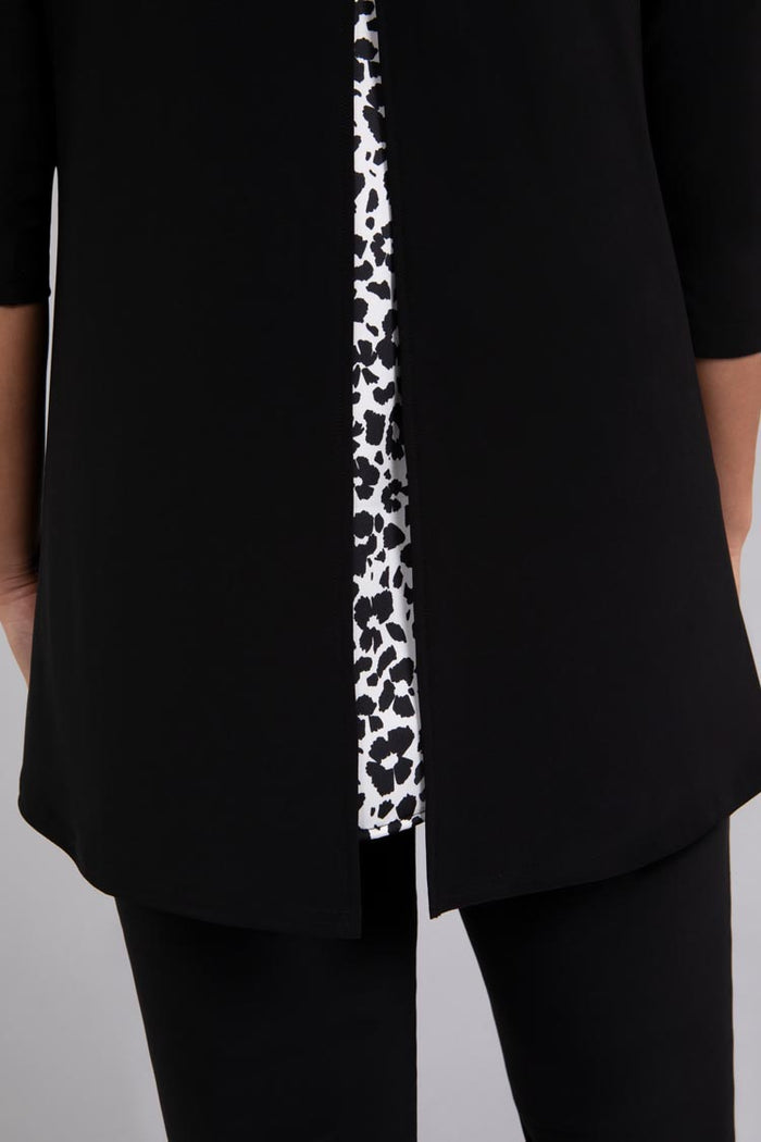 Charisma Satin Split Back Top Top Animal/Floral