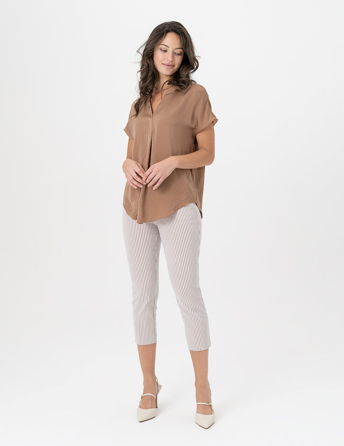 Charisma Striped Cropped Pant Bottom Chambray