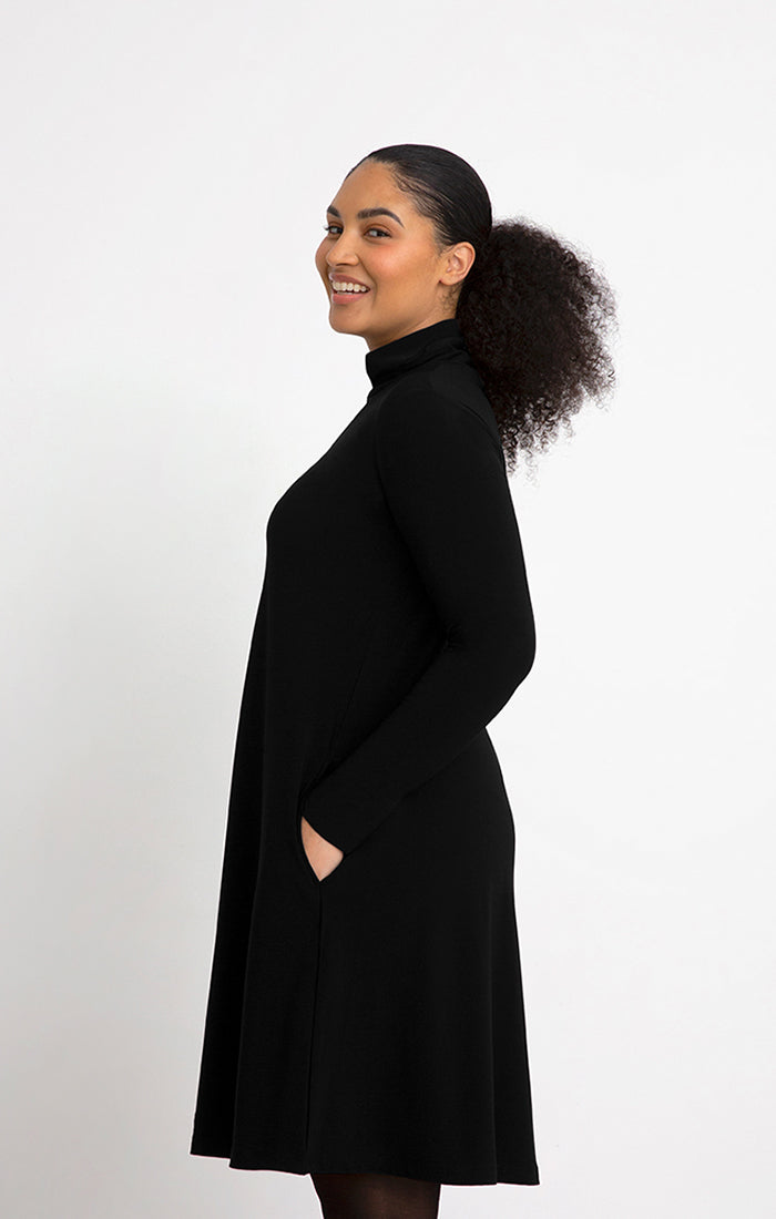 Charisma Turtle Neck Trapeze Dress Dress Black