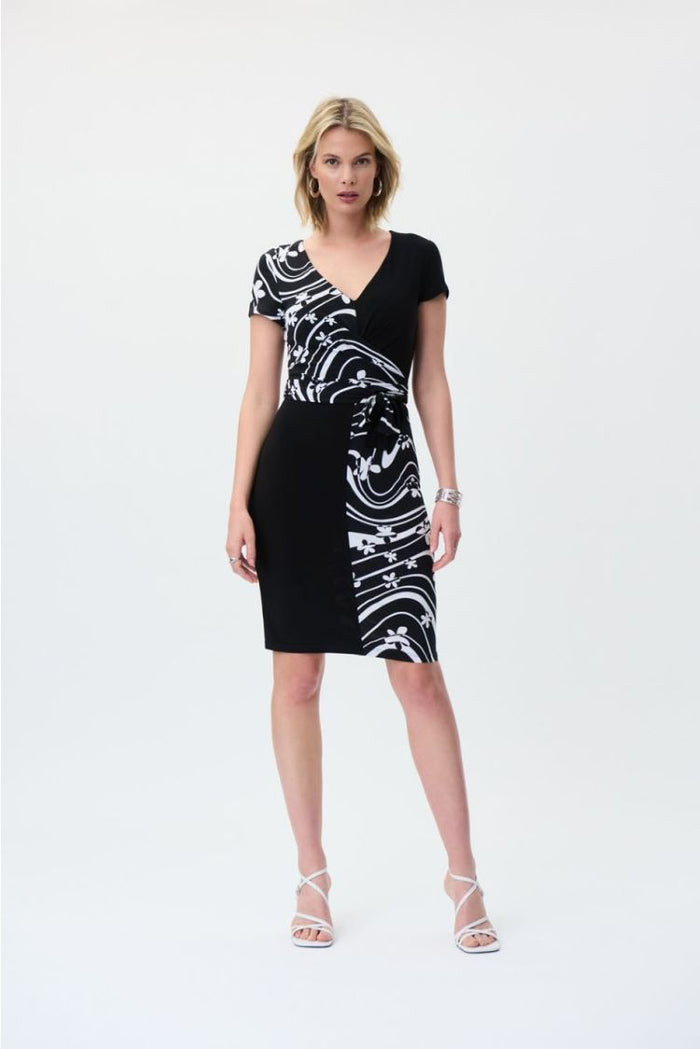 Charisma Wrap Front Dress - 30% Off Dress Black/White