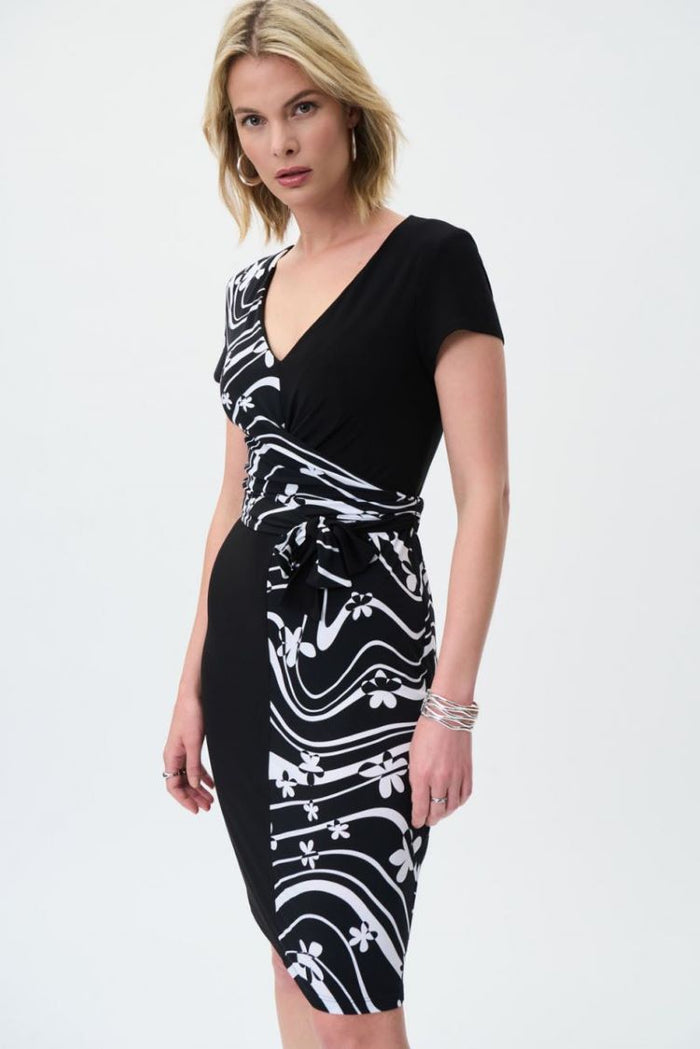 charisma Wrap Front Dress - 30% Off Dress Black/White