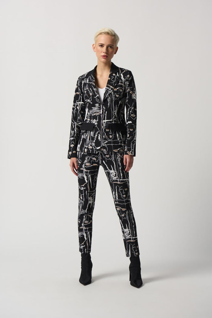 Charisma Zip Fitted Blazer Jacket Black/Multi