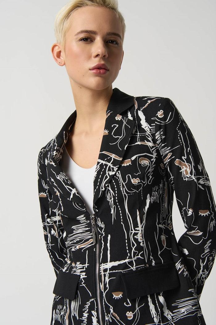 Charisma Zip Fitted Blazer Jacket Black/Multi