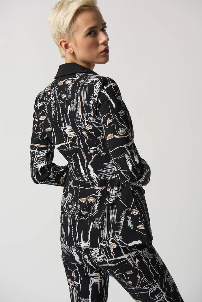 Charisma Zip Fitted Blazer Jacket Black/Multi