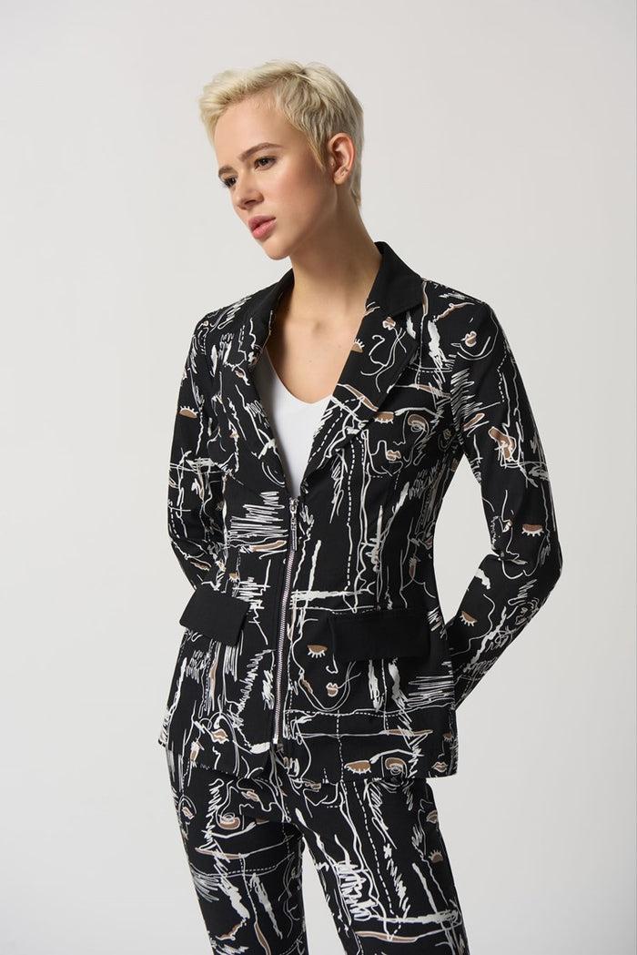 charisma Zip Fitted Blazer Jacket Black/Multi