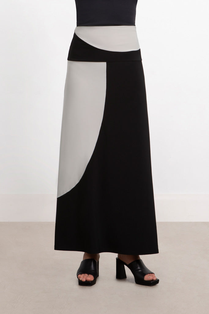 Charisma Colour Block A-Line Skirt Bottom Sand/Black