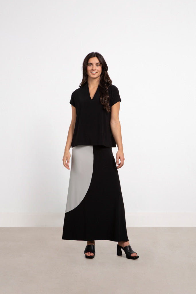 charisma Colour Block A-Line Skirt Bottom Sand/Black